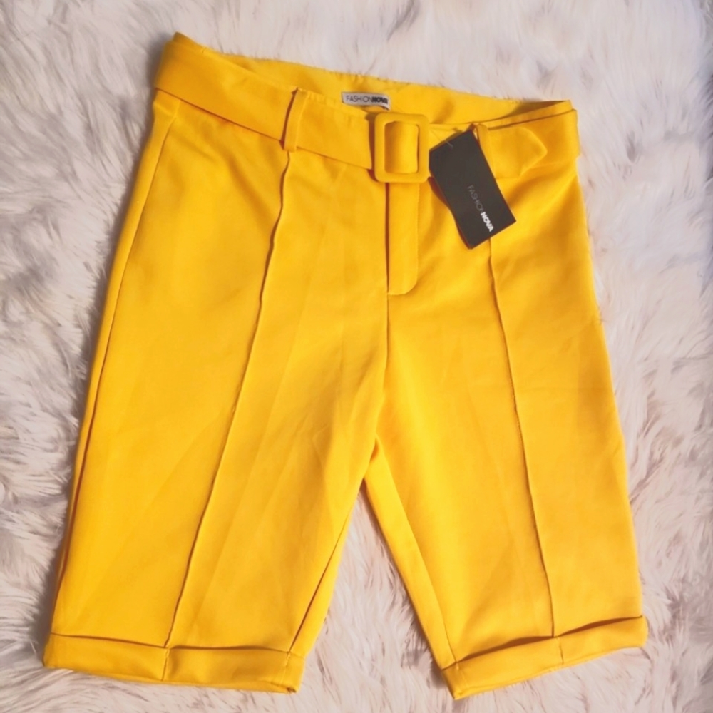 Fashion Nova Biker Trouser Small  Yellow